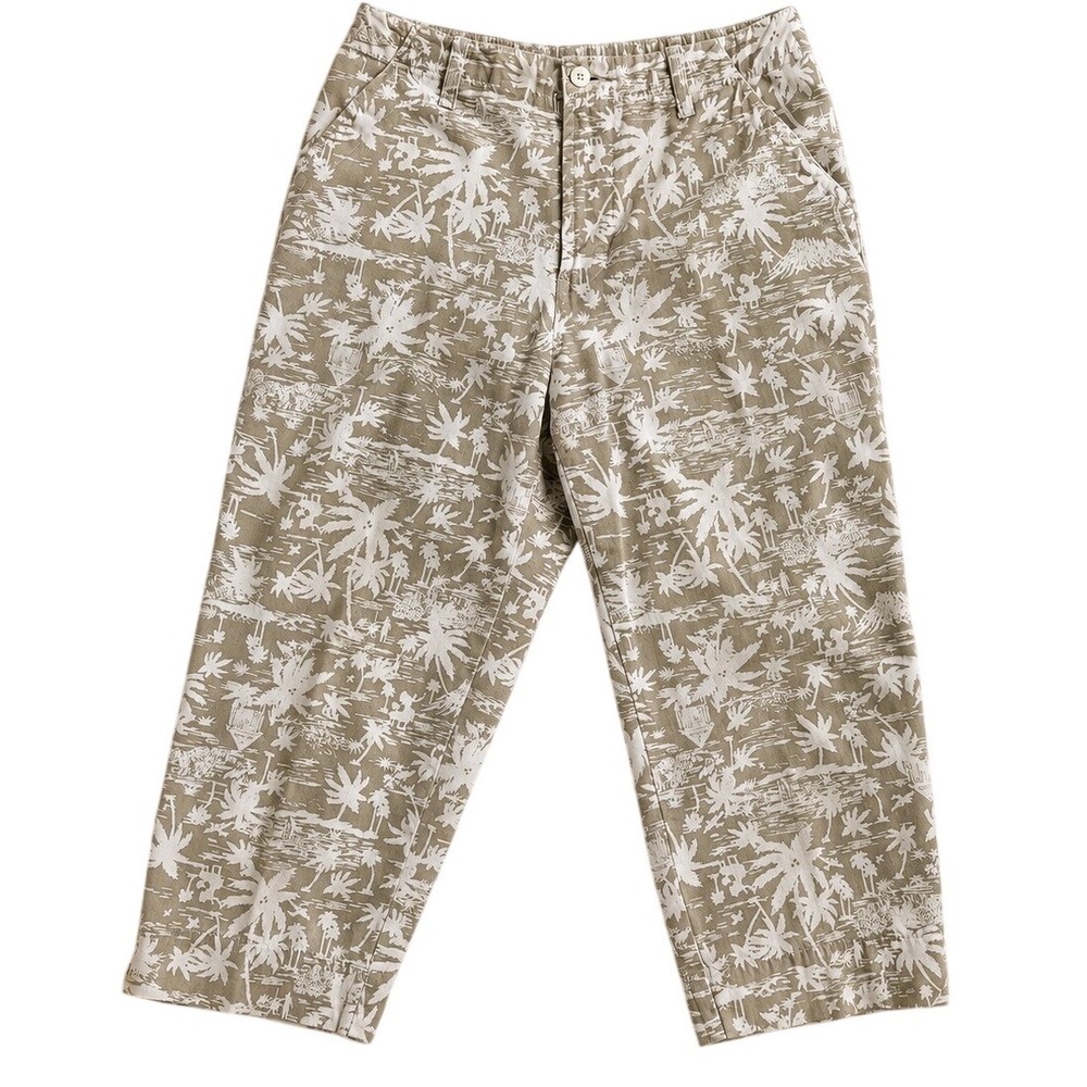 St Johns Bay Womens 6P Petite Tropical Palm Tree Print Cotton Chino Crop Pants